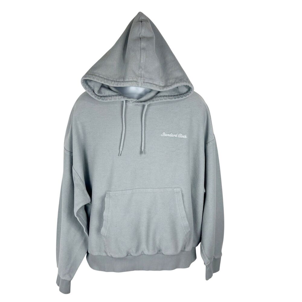 Standard Cloth Sweater Men Large Grey Cotton Pullover Hoodie Knit Casual